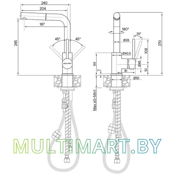 Смеситель Paulmark Kassel Ka214311-402 (серый металлик) картинка 2